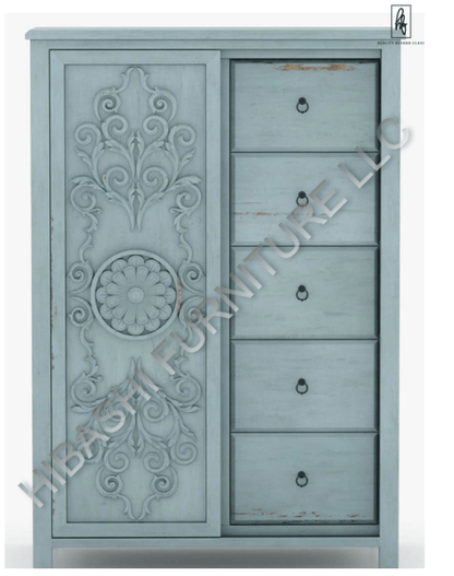 Tallaq Hand Carved Solid Mango Wood Tall Dresser – handcrafted solid wood furniture