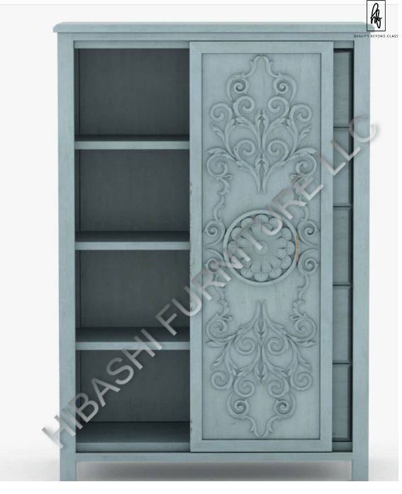 Tallaq Hand Carved Solid Mango Wood Tall Dresser – handcrafted solid wood furniture