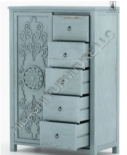 Tallaq Hand Carved Solid Mango Wood Tall Dresser – handcrafted solid wood furniture
