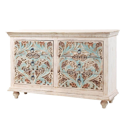 TANZA Hand - carved 6 Drawer Double Dresser – handcrafted solid wood furniture