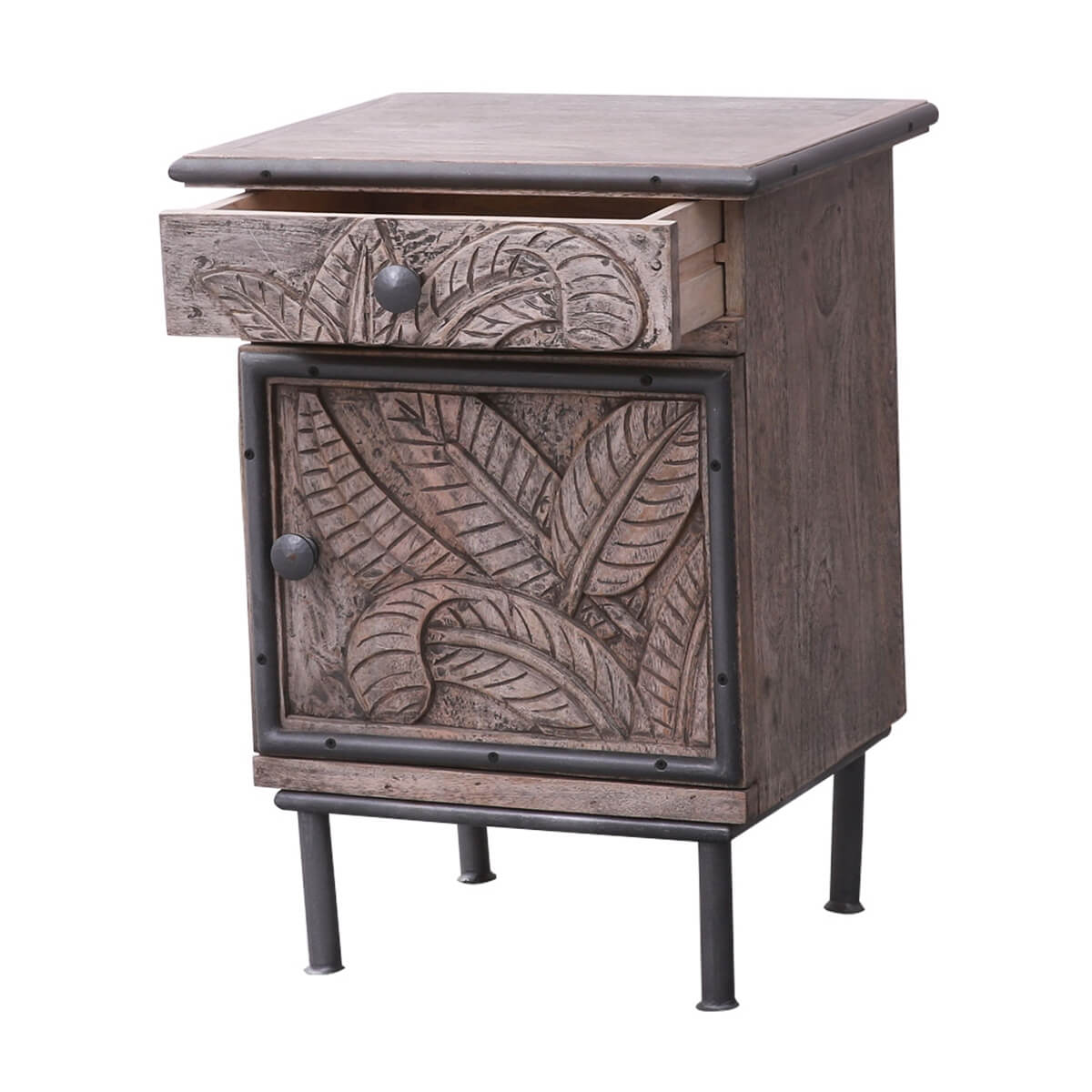 Tarquin Hand - Carved Solid Mango Wood Nightstand – handcrafted solid wood furniture