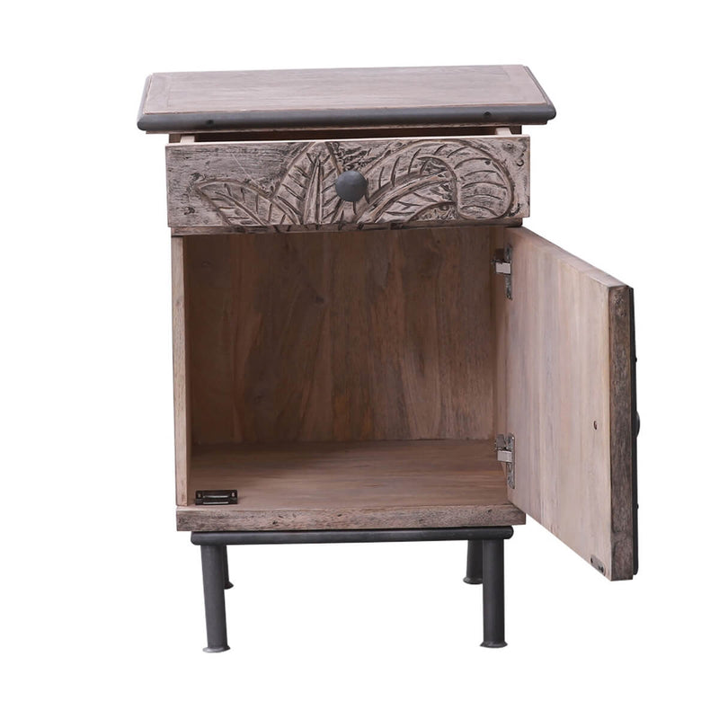 Tarquin Hand-Carved Solid Mango Wood Nightstand