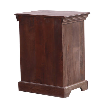 Traditional Mosaic Solid Wood Two Drawer Bedside Table – handcrafted solid wood furniture