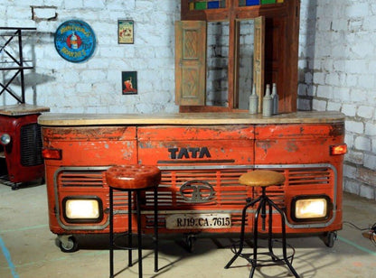 Truck Style Wooden Wine bar Cabinet – handcrafted solid wood furniture