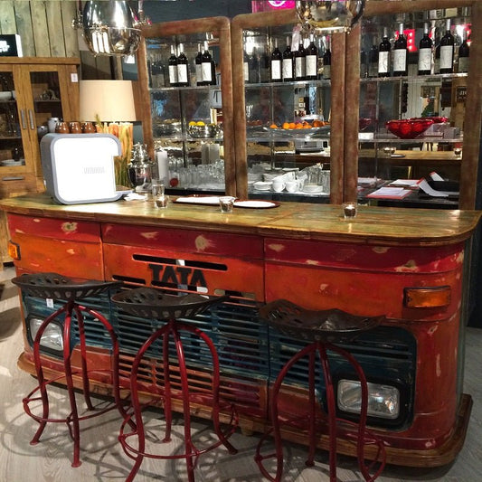 Truck Style Wooden Wine bar Cabinet – handcrafted solid wood furniture