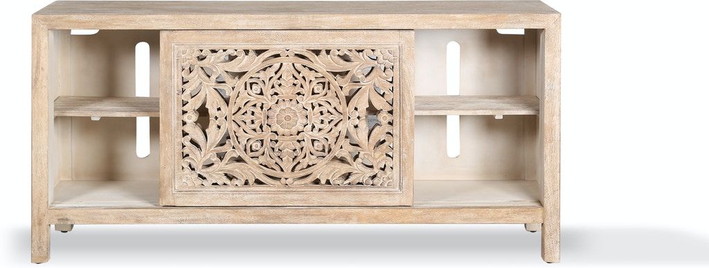 TUBLI 68" Hand Carved TV Console – handcrafted solid wood furniture