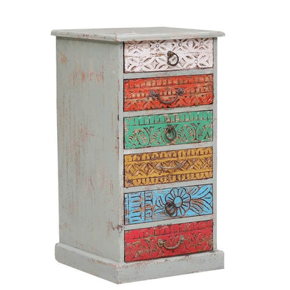 Unioplois Distressed Reclaimed Wood 6 Drawer Side Table – handcrafted solid wood furniture