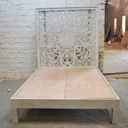Victorian Hand Carved Wooden Kerri Bed Frame King/ Queen – handcrafted solid wood furniture