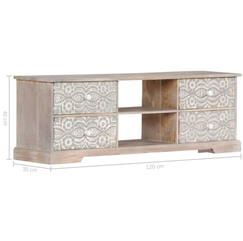 SANABIS Hand Carved Solid Wood TV Cabinet