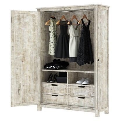 Vintage Carved Wooden Wardrobe/Cabinet/Armoire – handcrafted solid wood furniture