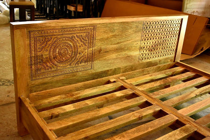 Vivid Sahara Contemporary Mango Wood Bed by Hibashi Furniture – handcrafted solid wood furniture made in India