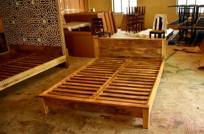 Vivid Sahara Contemporary Mango Wood Bed – handcrafted solid wood furniture