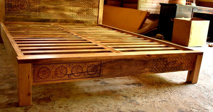 Vivid Sahara Contemporary Mango Wood Bed – handcrafted solid wood furniture