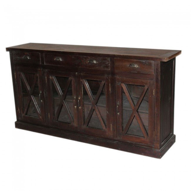 X DESIGN GLASS DOOR SIDEBOARD - Chocolate - 200 - 40 - 100 – handcrafted solid wood furniture