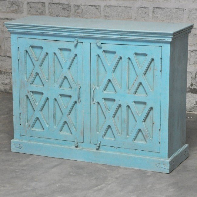 X DESIGN SOLID WOOD DOOR SIDEBOARD - Turquoise - 110 - 40 - 90 – handcrafted solid wood furniture