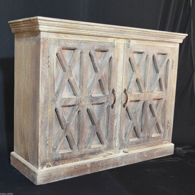 X DESIGN SOLID WOOD DOOR SIDEBOARD - White wash - 110 - 40 - 90 – handcrafted solid wood furniture