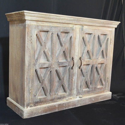 X DESIGN SOLID WOOD DOOR SIDEBOARD - White wash - 110 - 40 - 90 – handcrafted solid wood furniture