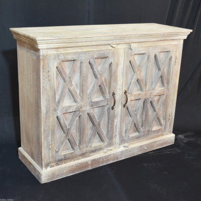 X DESIGN SOLID WOOD DOOR SIDEBOARD - White wash - 110 - 40 - 90 – handcrafted solid wood furniture