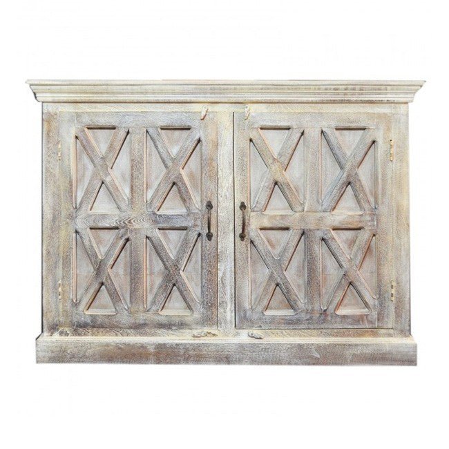 X DESIGN SOLID WOOD DOOR SIDEBOARD - White wash - 110 - 40 - 90 – handcrafted solid wood furniture