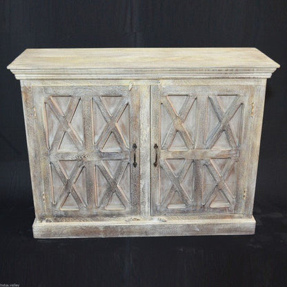 X DESIGN SOLID WOOD DOOR SIDEBOARD - White wash - 110 - 40 - 90 – handcrafted solid wood furniture