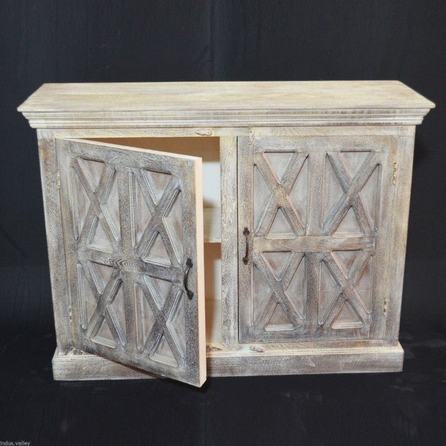 X DESIGN SOLID WOOD DOOR SIDEBOARD - White wash - 110 - 40 - 90 – handcrafted solid wood furniture