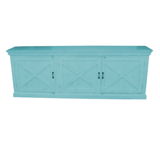 X DESIGN SOLID 3 WOODEN DOOR SIDEBOARD-Turquoise-200-40-90