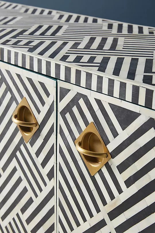 Zallaq Bone Inlay Media Console – handcrafted solid wood furniture