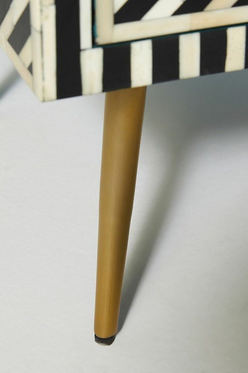 Zallaq Optical Bone Inlay Cabinet in Black – handcrafted solid wood furniture