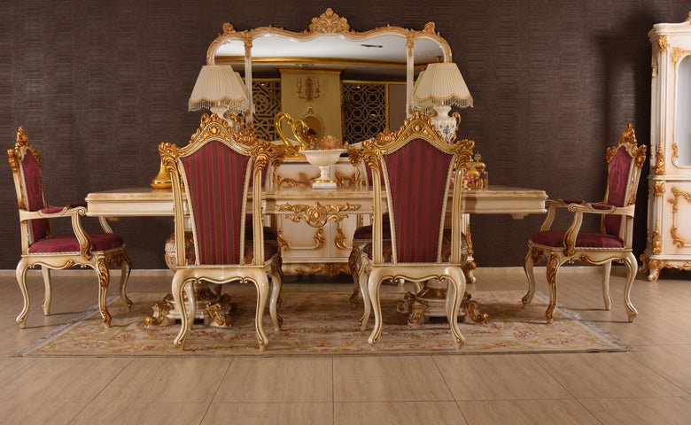 ZOTICAY HAND CARVED EUROPEAN DINING TABLE SET – handcrafted solid wood furniture