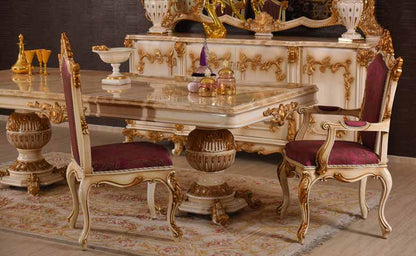 ZOTICAY HAND CARVED EUROPEAN DINING TABLE SET – handcrafted solid wood furniture